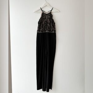 Lace Halter Jumpsuit - Black Straight Leg Lightweight- “Kismet” Size Medium